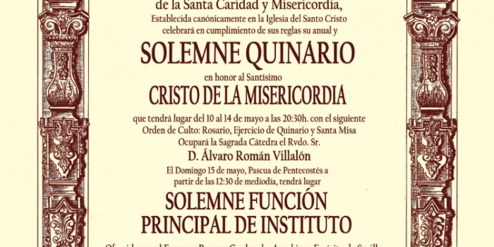 Solemne Quinario en Honor al Santísimo Cristo de la Misericordia.