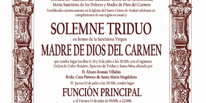 Solemne Triduo en Honor a la Virgen Madre De Dios del Carmen