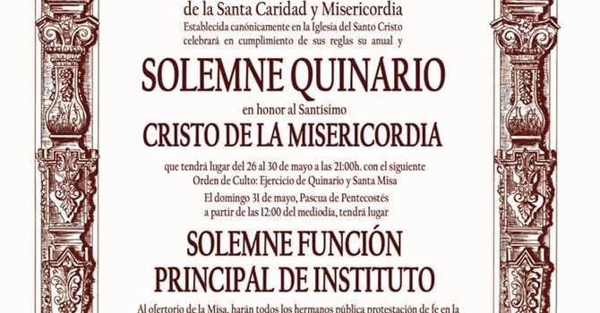 Solemne Quinario en Honor al Santísimo Crisito de la Misericordia.