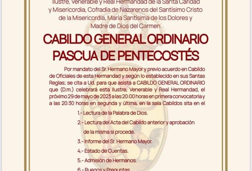 CABILDO GENERAL ORDINARIO PASCUA DE PENTECOSTÉS