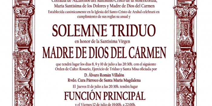 Triduo en Honor a la Madre De Dios del Carmen